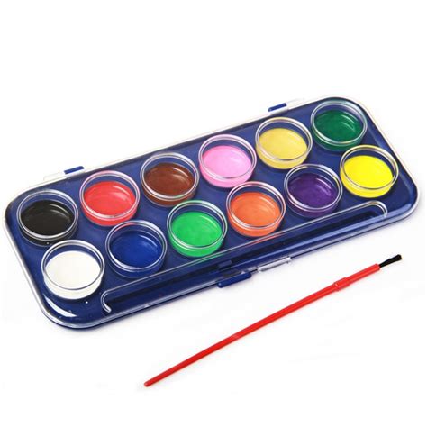 Painting Tool 12 Colors High Quality Paint with 1 Watercolor Brush Kids Drawing Set for School ...