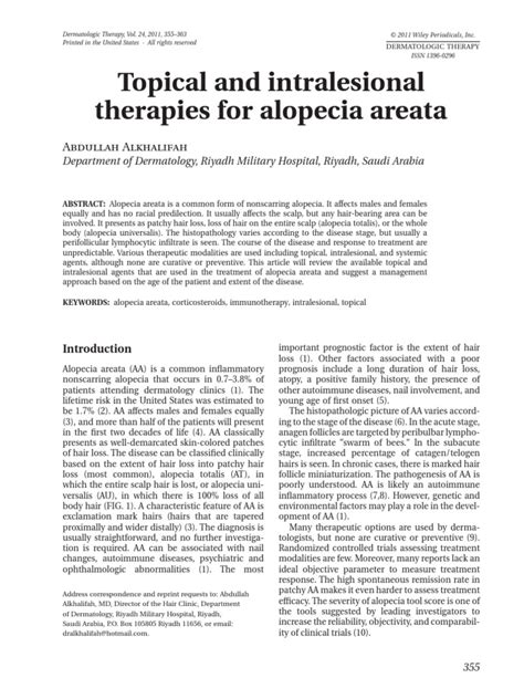 Alopecia Areata Topical and Intralesional Therapies | PDF | Hair Loss | Medicine