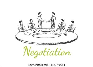 Negotiation Businessmen Sit Round Table Talks Stock Vector (Royalty Free) 1120742054 | Shutterstock