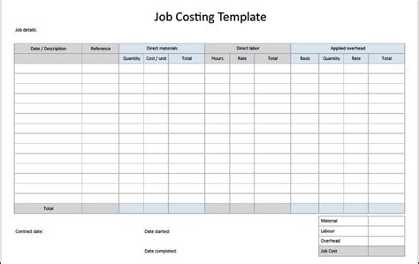 Excel Job Costing Template Free Download - PRINTABLE TEMPLATES