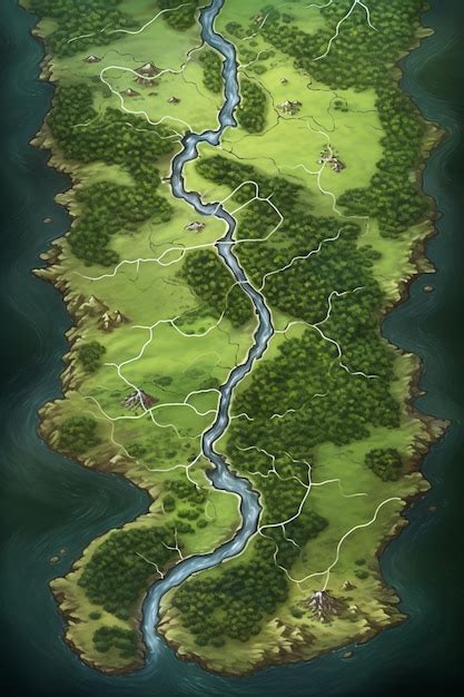 Premium AI Image | Fantasy regional map of an island in RPG style ...