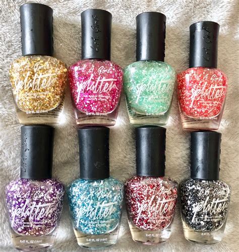 Lot of 8: NEW LA L.A. GIRL Splatter Nail Polish Sequin Glitter - Complete Set! - Nail Polish