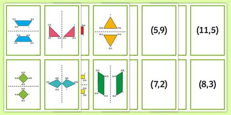 2D Shape Reflection Matching Cards (teacher made) - Twinkl