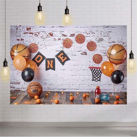 Basketball Theme Photography Backdrop Baby Boy 1st Birthday Cake Smash ...