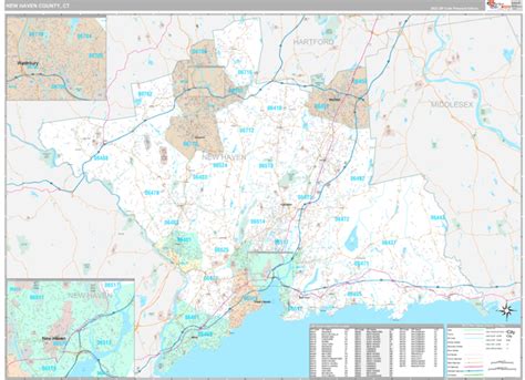 New Haven County, CT Wall Map Premium Style by MarketMAPS - MapSales