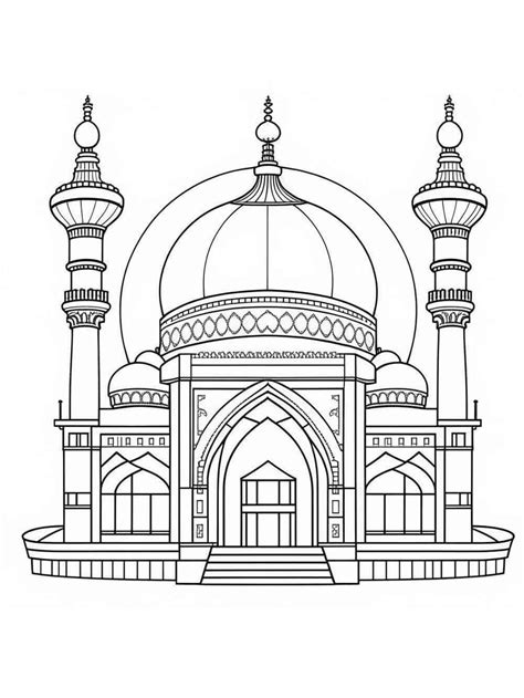 A Beautiful Mosque coloring page - Download, Print or Color Online for Free