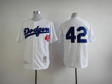 Men's Cooperstown Jersey Brooklyn Dodgers LA #42 Jackie Robinson Cream ...