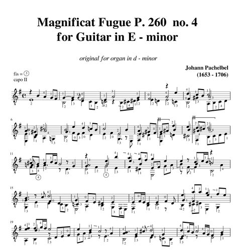 Johann Pachelbel – Magnificat Fugue (no. 4) P. 260 for guitar (Free) – Beumingguitar