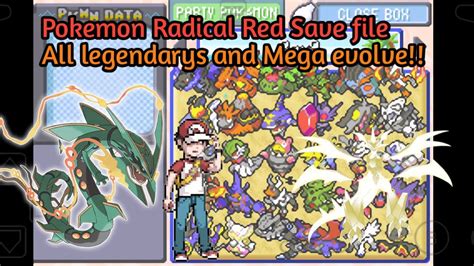 Pokemon Radical Red | Save File [All Legendarys] And Mega Evolved Pokemon - YouTube