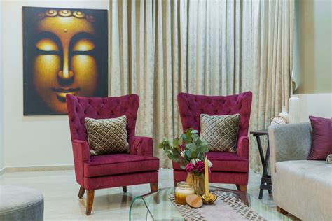 Subtle Toned Modern Themed Spacious Living Room Design | Livspace