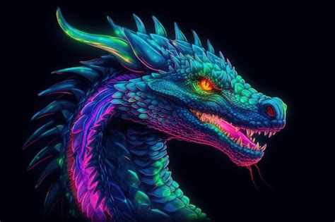 Premium AI Image | Neon dragon neon light