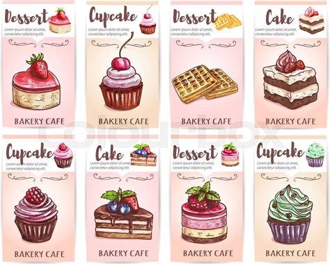 Cafe, cafeteria, patisserie desserts menu. Sketch icons of sweet ...