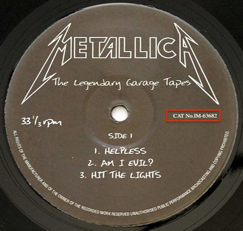 METALLICA legendary Garage Tapes Bootleg Unofficial Record 12" Vinyl LP Gallery & Collector's ...