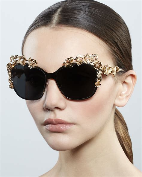 Lyst - Dolce & gabbana Baroque Flower Square Sunglasses in Metallic