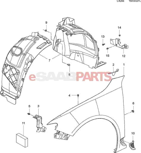 Car & Truck Exterior Parts 99-05 SAAB 9-5 Front Splash Shield Inner Fender Liner Panel Right ...