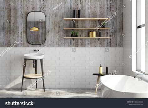 Clean Black Brick Bathroom Interior Window 库存插图 1086690302 | Shutterstock