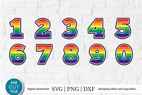 Rainbow numbers svg, unicorn svg, 1st birthday number svg