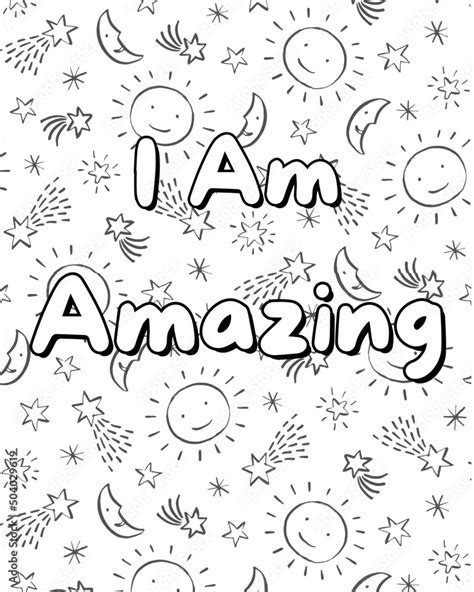 Positive affirmations coloring pages for kids Stock Illustration ...