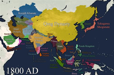 If Europe didn't colonise Asia - 1800 AD (Sorry if there are any errors) : r/imaginarymaps