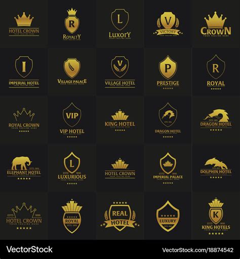 Set luxury hotel logos and emblems logo Royalty Free Vector