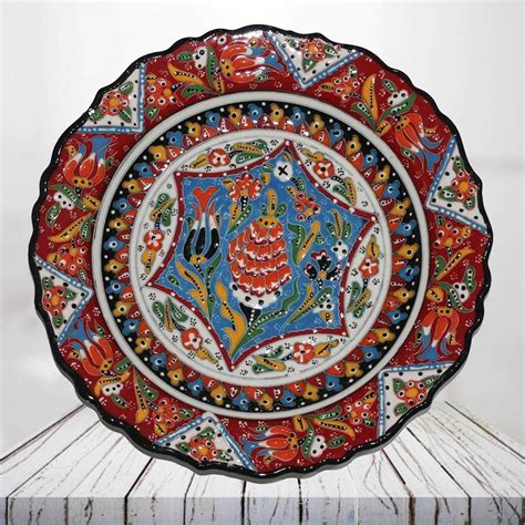 Red Turkish ceramic plate | Handmade ceramic plate | Decorative ceramic wall plate