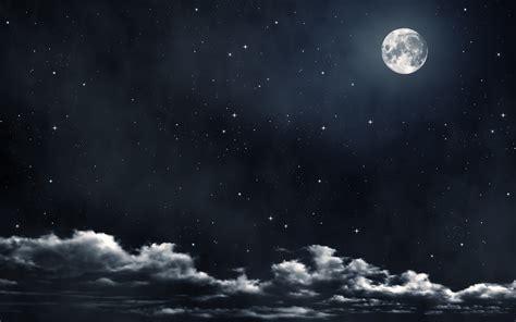 Night Sky Stars And Moon Wallpaper