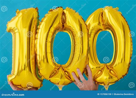 Gold Foil Number 100 Celebration Balloon Stock Photo - Image of happy ...