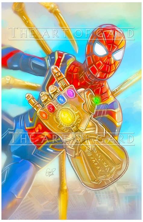 Spiderman and Infinity Gauntlet 11X17 Art Print