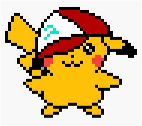 Pikachu With Hat Pixel Art, HD Png Download - kindpng