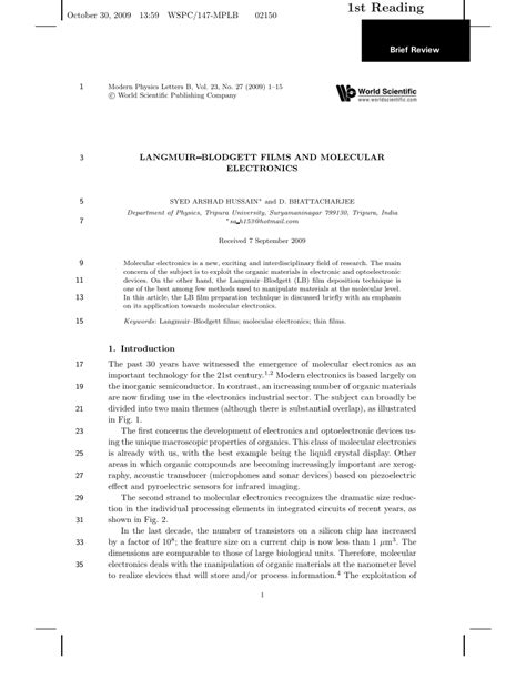 (PDF) LANGMUIR–BLODGETT FILMS AND MOLECULAR ELECTRONICS