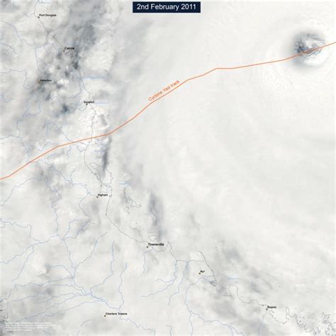 Cyclone Yasi satellite image maps - before and after | eAtlas