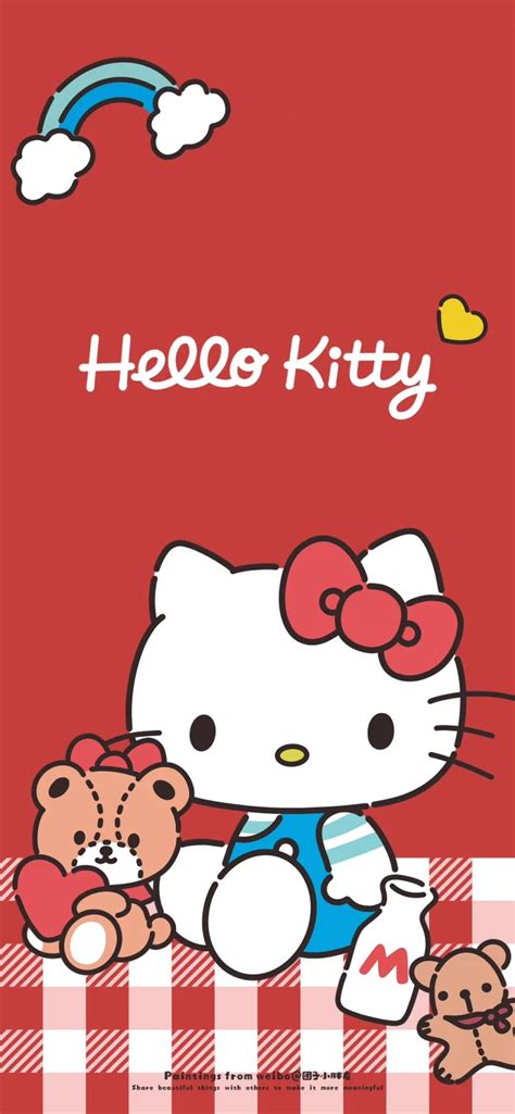 Wallpaper Hello Kitty Red