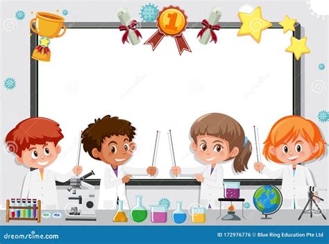 Banner Template with Science Students Working in the Lab Stock Vector - Illustration of youth ...