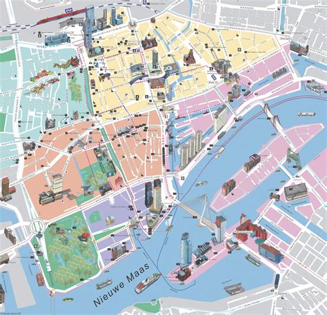 Rotterdam tourist attractions map - Map of Rotterdam tourist ...