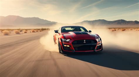 2022 Ford Mustang Shelby GT500, drifting on a dusty desert road