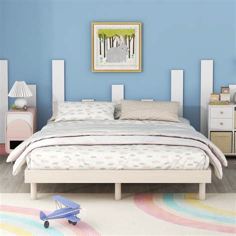 Full Size Pine Wood Floating Platform Bed Frame for Bedroom - Bed Bath ...