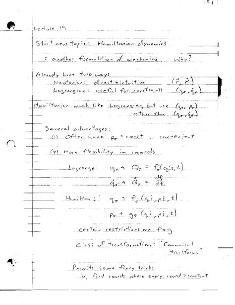 Hamiltonian Mechanics - Handwritten Notes | PHYS 5210 - Docsity