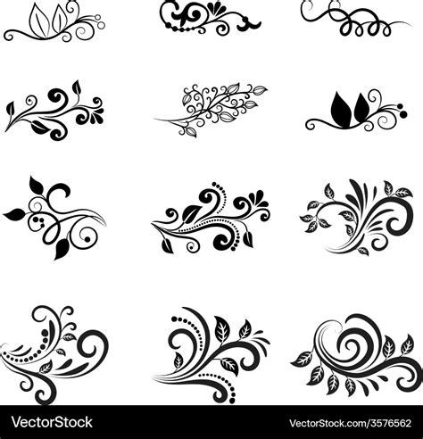 Calligraphic floral design elements Royalty Free Vector