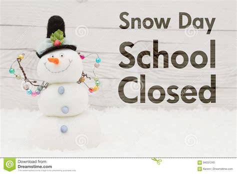 School Closed Message with a Snowman Stock Photo - Image of object ...