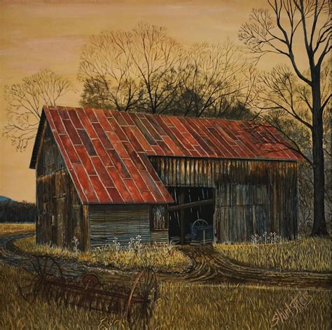 paintings country scenes | Country Barn Painting by Shirl Theis ...