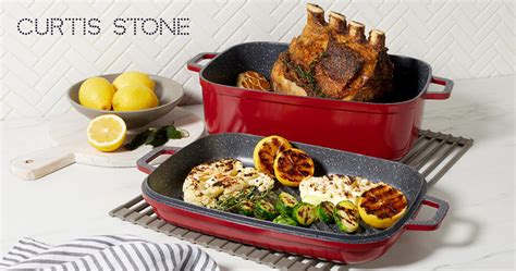 (QVC) Curtis Stone Dura-Pan Nonstick 8.5 qt. Roaster with 3.5 qt. Grill Lid – TVShoppingQueens