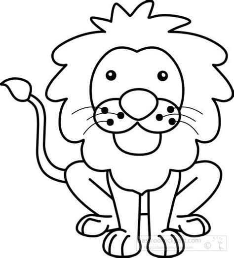 Animals : lion-black-white-outline | Animals black and white, Lion clipart, Black and white drawing