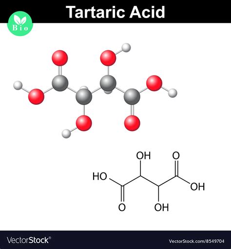 Tartaric acid molecule Royalty Free Vector Image