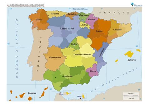 Mapa de Comunidades Autónomas para imprimir - Pequeocio