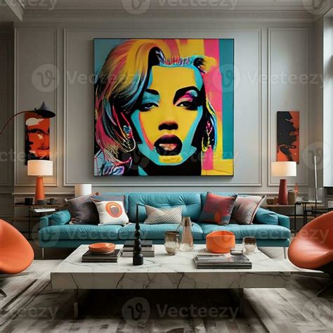 Pop art interior design of modern living room generative ai 27420973 Stock Photo at Vecteezy