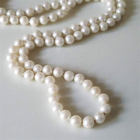 Long Ivory White Pearl Necklace, Vintage Boho Pearl Necklace, Romantic Jewelry Gift for Her