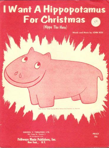 I Want a HIPPOPOTAMUS for CHRISTMAS 1953 Vintage Sheet Music