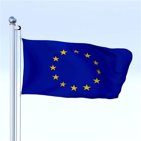 3D model Animated European Union Flag VR / AR / low-poly animated ...