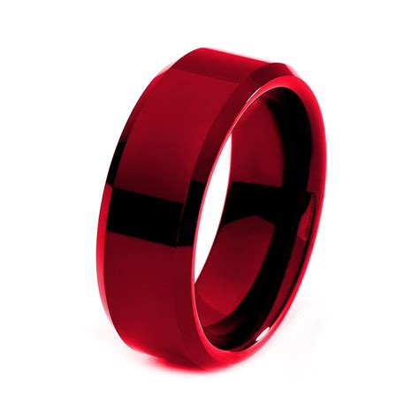 Red Titanium Ring Red Men Titanium Rings Red by GiftFlavors