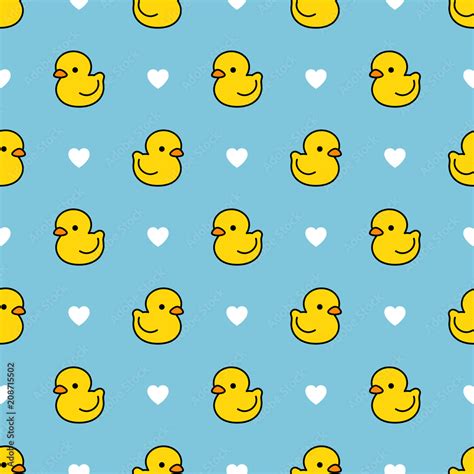 Cute duck seamless pattern, water background with dot, vector illustration Stock Vector | Adobe ...